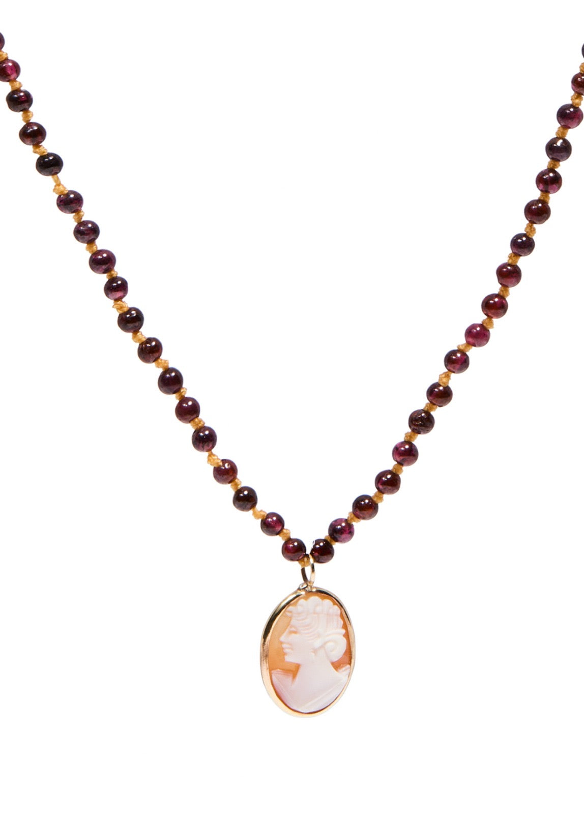 Mini Cameo garnet necklace