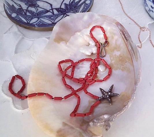 Coral star necklace (special order )